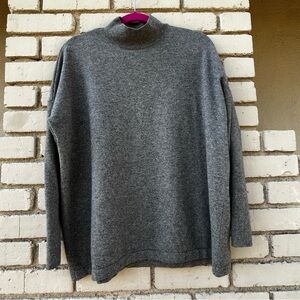J. Jill Mockneck Cashmere Sweater in Charcoal Gray - Size XL